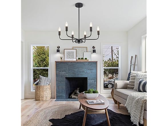 6-Light Industrial Black Chandelier