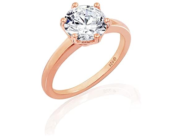 Amazon Essentials Women Ring Solitaire 2ct Platinu