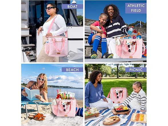 Fit & Fresh 24-Can Soft Cooler Bag, Pink Gingham