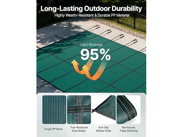 Pool Safety Cover Fits 16x36ft Rectangle