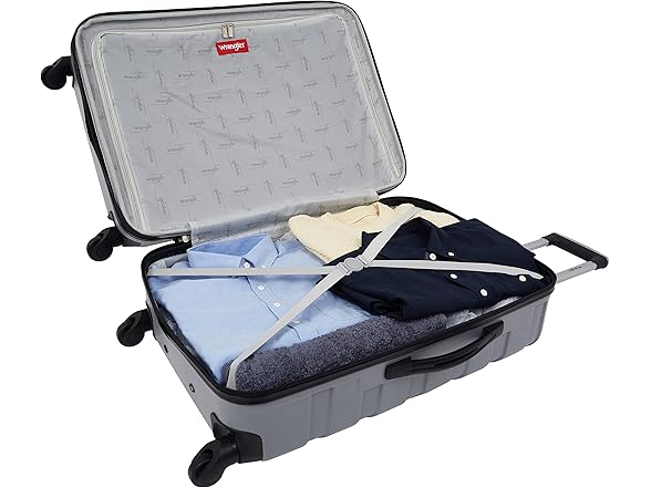Wrangler 4 Piece Miami Luggage and Packing Cubes Set, Sharkskin