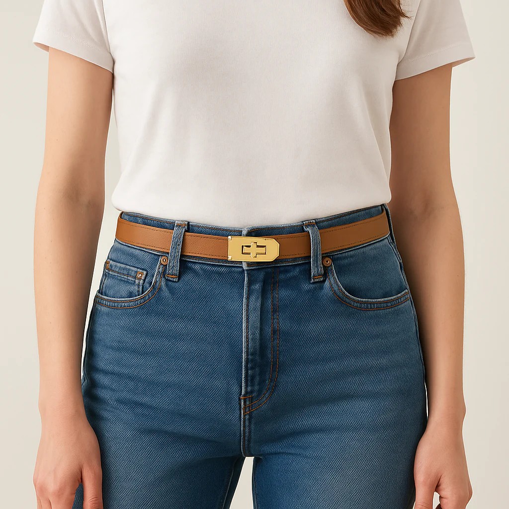 Womens Skinny Leather Adjustable Belt - Gallery 17