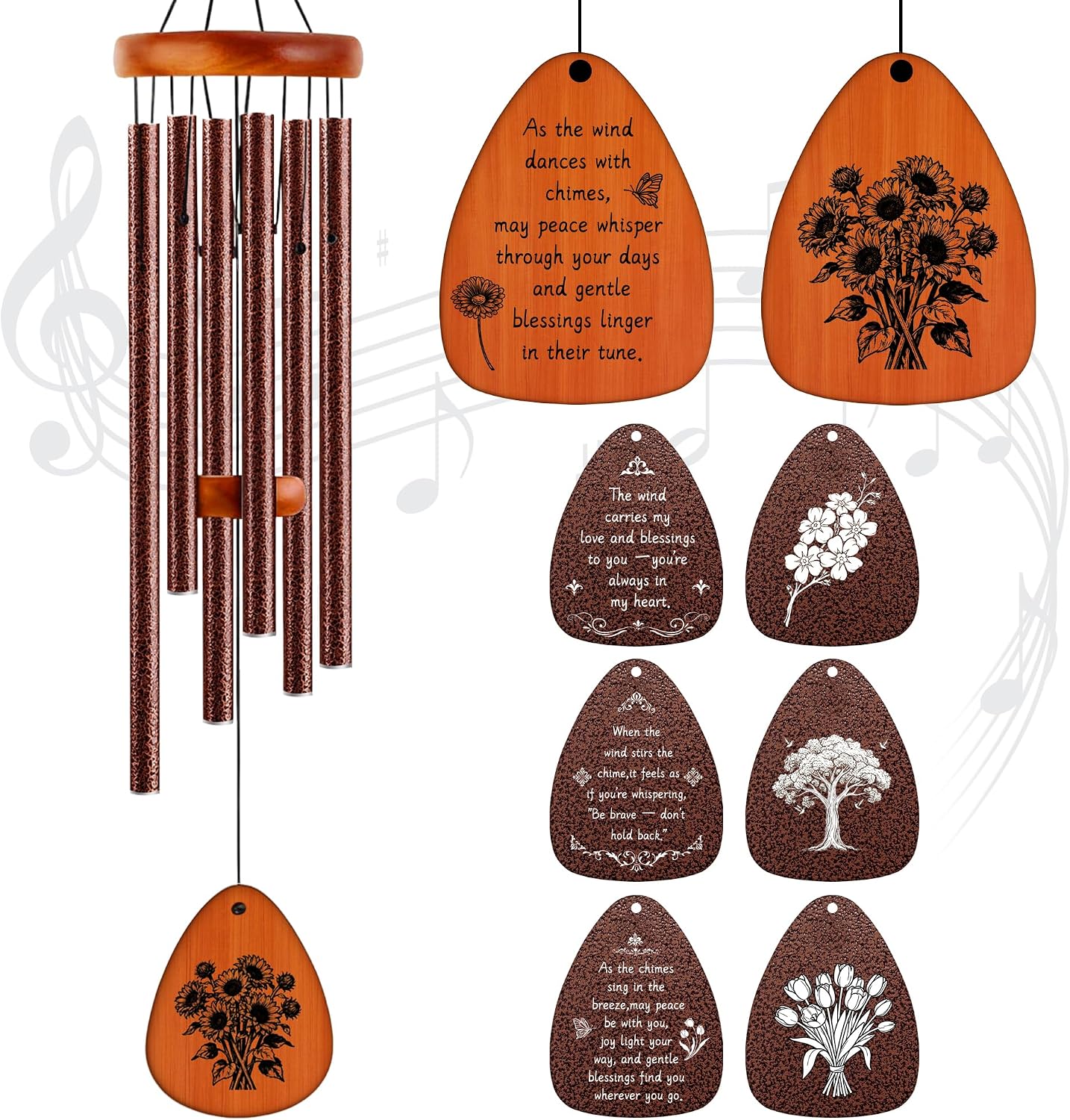 StellaRose Matte Textured Wind Chimes - Gallery 12