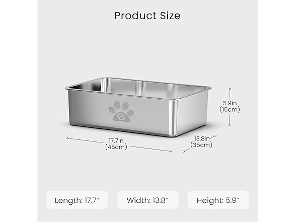 PWTAA Stainless Steel Cat Litter Box