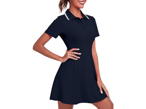 Fkeep Women Golf Dress Tennis Dresses (Black Dress