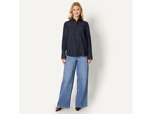 AE Womens OversizedFit Denim ButtonDown Shirt