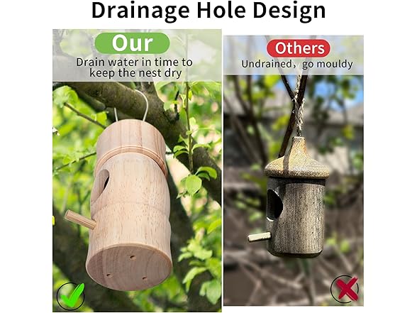 LOTKEY Wooden Hummingbird House 3 Pack