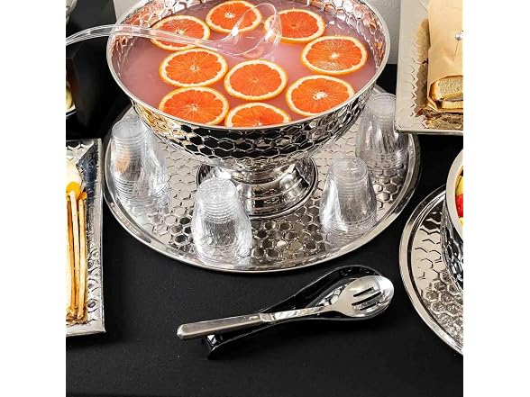 TableCraft  Hive Collection Round Serving Tray, Stainless Steel 