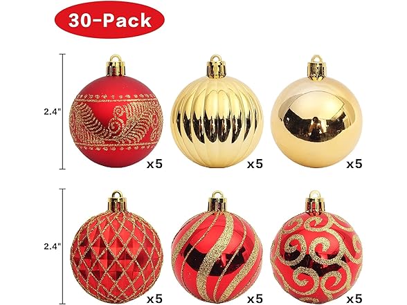 RUVOO 30 Pcs Christmas Ornaments