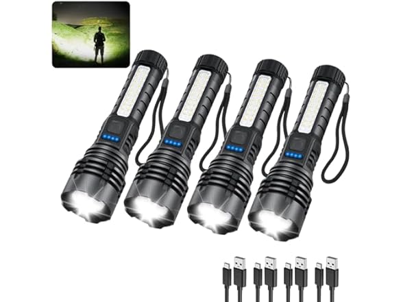 ZioeYiue Rechargeable Flashlights 4-Pack