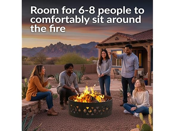 Sunnydaze Crossweave Large Round Outdoor Steel Metal Fire Pit Ring, 36"