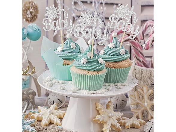 Gyufise Snowflake Oh Baby Cupcake Topper
