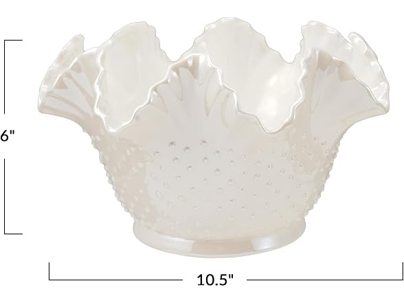 Creative Co-Op Stoneware Ruffled Hobnail Decorative Bowl