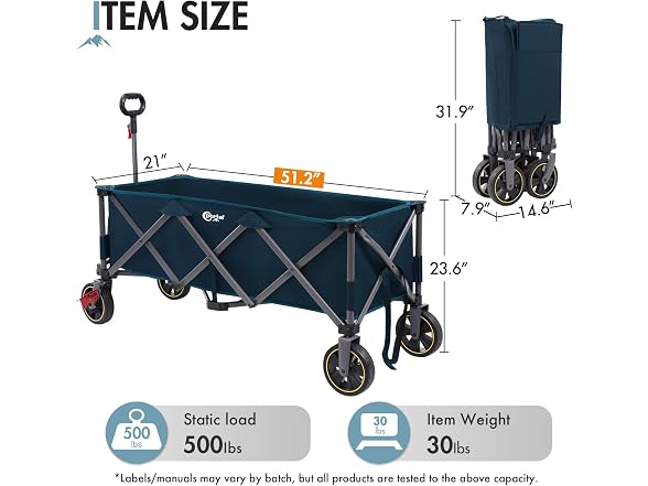Portal 51.2" Blue Foldable Wagon Cart