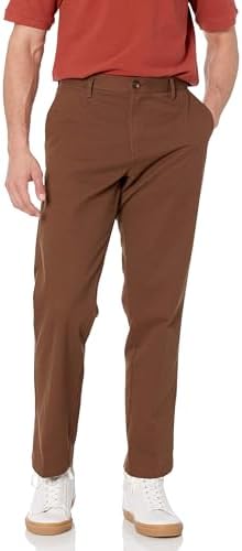 Amazon Essentials Men's Classic-Fit Wrinkle-Resistant Flat-Front Chino Pant (Available in Big & Tall), Brown, 31W x 32L