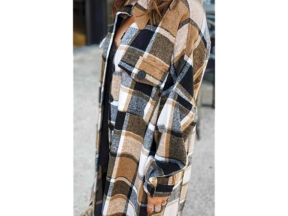 Geously Women (L) Long Sleeve Button Up Lapel Coat