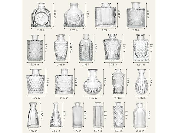 Arme 32 piece clear bud vases
