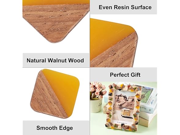Fashewelry 50Pcs Half Wood Half Resin Square Cabochons