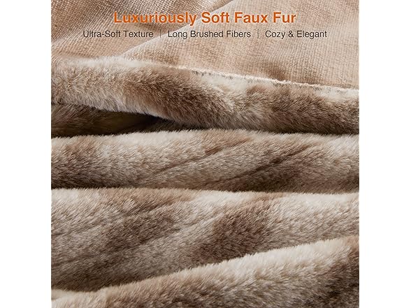 Beautyrest Long Brushed Faux Fur Chevron Electric Blanket