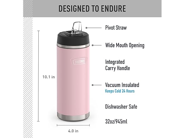 THERMOS ICON 32oz Stainless Bottle, Pink