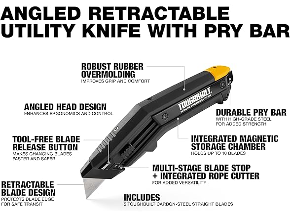 ToughBuilt TB-H4-11-A Angled Utility Knife with Pry