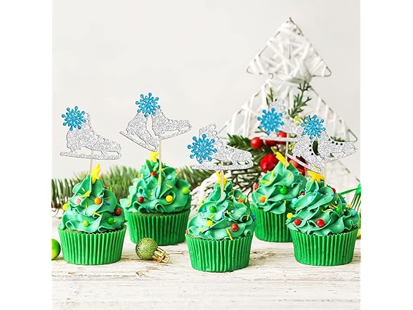 Gyufise 24Pcs Ice Skating Cupcake Topper