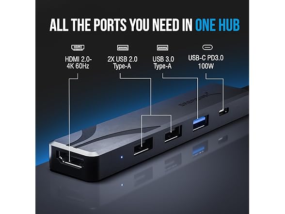 SABRENT USB-C Hub 4K@60Hz HDMI 100W PD