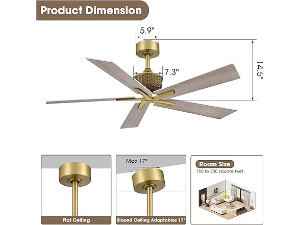 Parrot Uncle F6049 52" Ceiling Fan Without Light