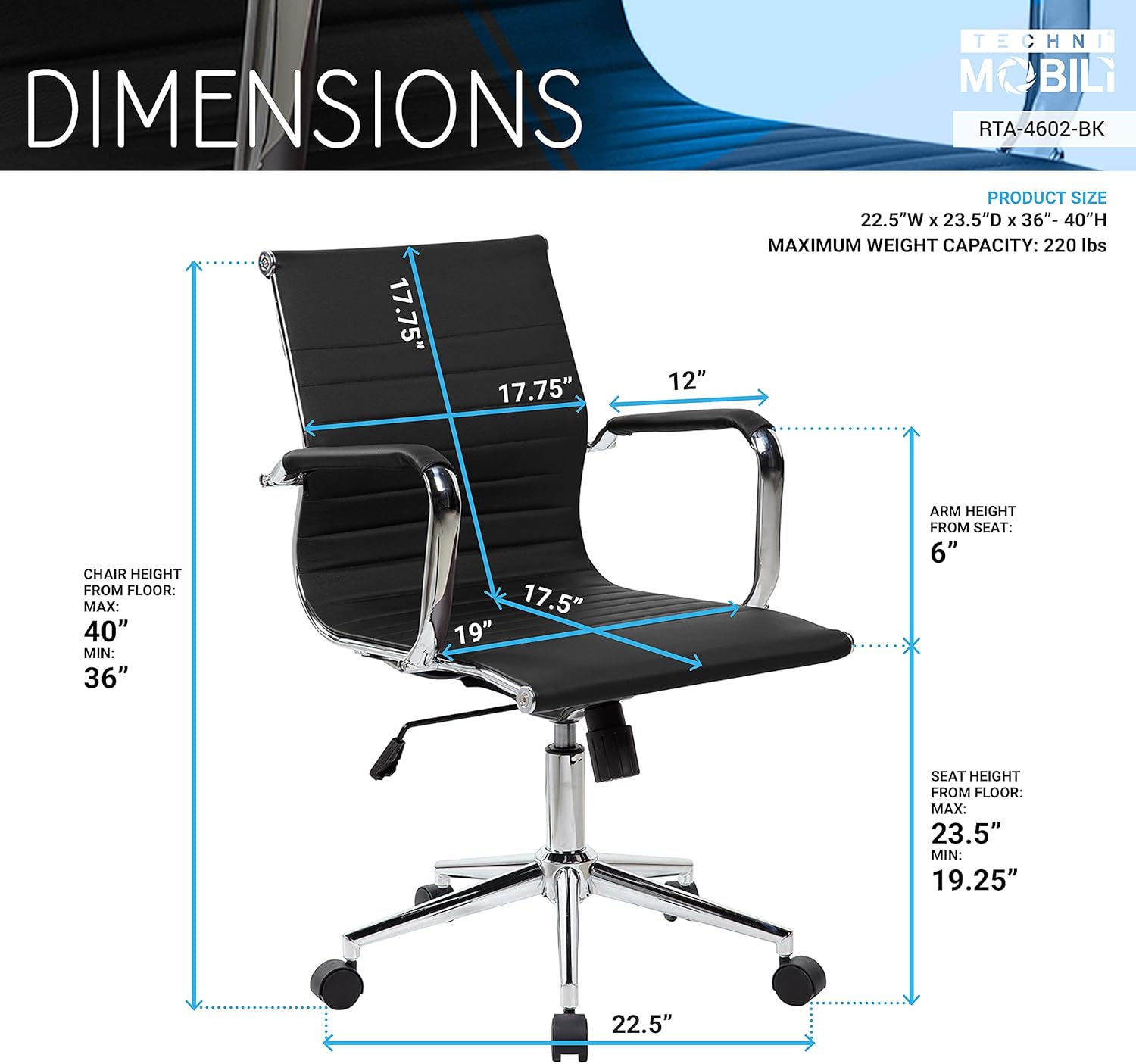 Techni Mobili Executive Office Chair - Gallery 12