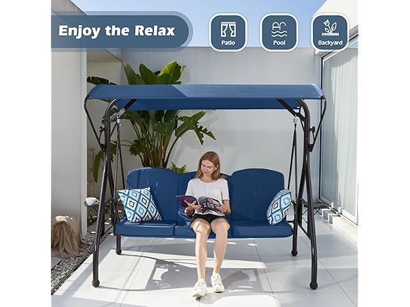 ZZW 800LBS Patio Swing with Canopy