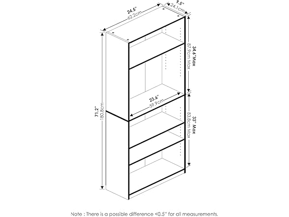 Furinno JAYA Book Shelf, 5-Tier
