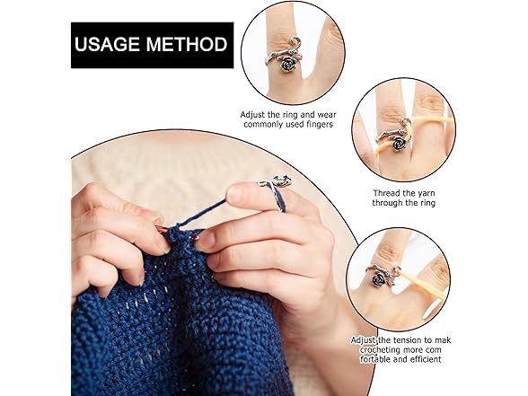 Qoyapow 10pcs Crochet Ring for Fingure