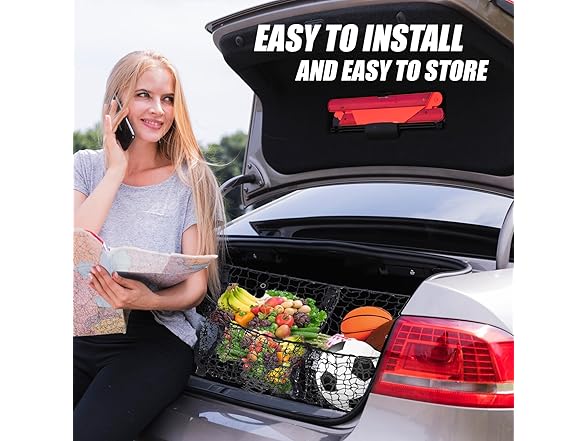 Zone Tech NE0001 3 Pocket Mesh Trunk Storage Organizer B