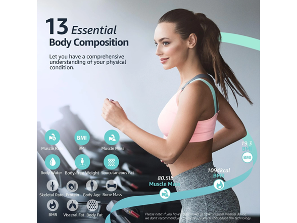 Smart Body Scale 13 Metrics BMI 400lbs