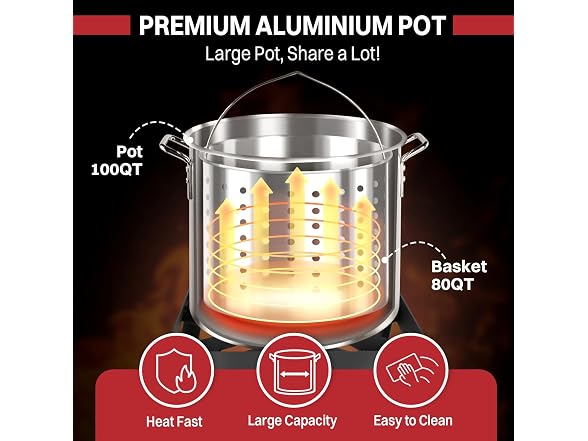 100QT Seafood Boiling Kit w/ Cover & 16" Skimmer