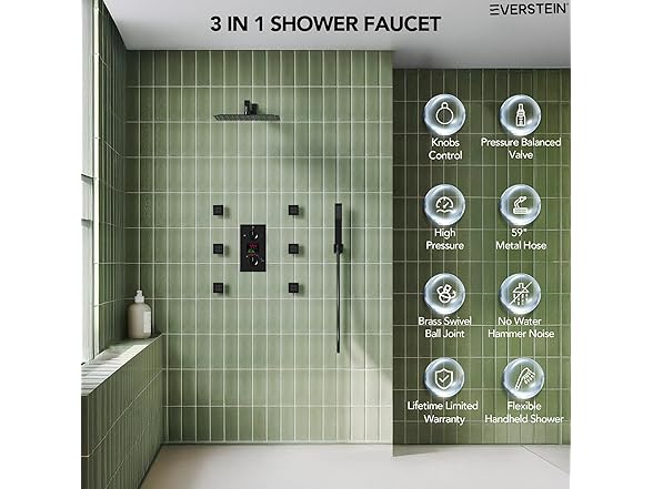 EVERSTEIN SFS-1014 12" Shower System -Choose Color