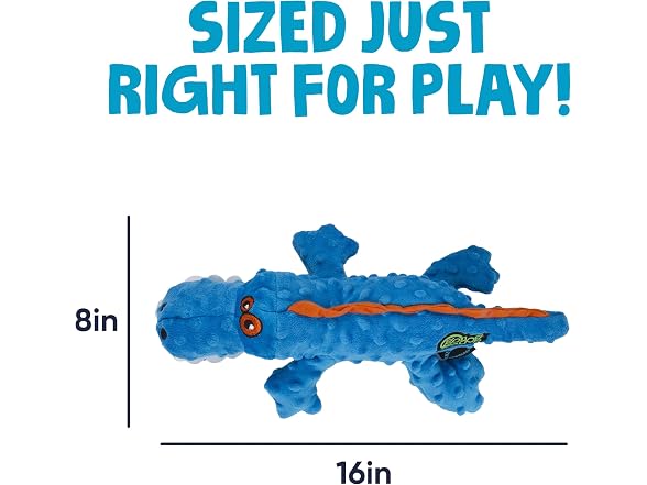 goDog Gators Squeaky Plush Dog Toy with Chew