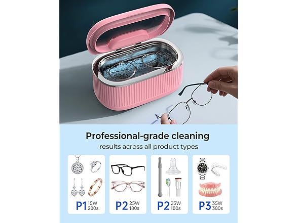 Onlikin Ultrasonic Pink Jewelry Cleaner - Gallery 3