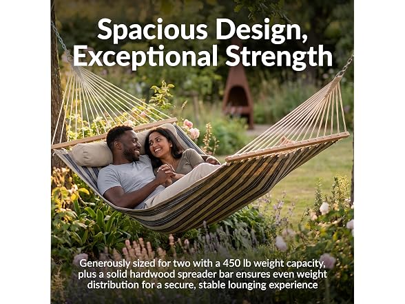 Sunnydaze Quilted Double Hammock for Outside with Pillow