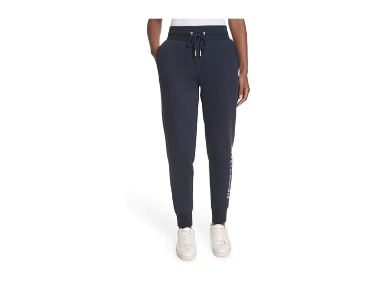Tommy Hilfiger Women's Sportswear Fleece Logo Jogger Pants, Sky Captain, Large