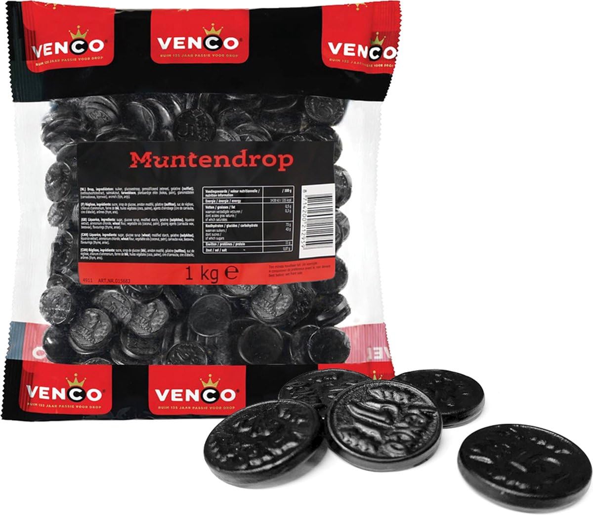 Venco - Coin Shaped Black licorice - 1Kg - Gallery 5