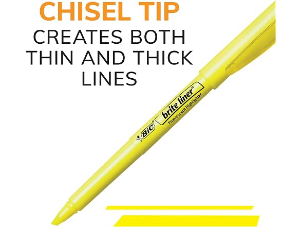 BIC Brite Liner Highlighter Set, Chisel Tip,
