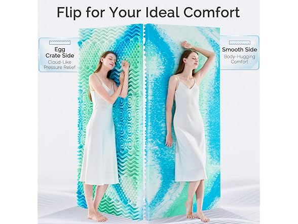 SOOSLEEPY 2 Inch 7-Zone Memory Foam Mattress Topper