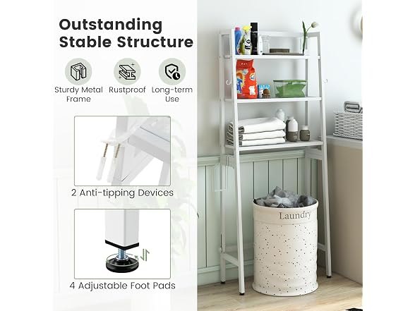 Nightcore 3-Tier Over Toilet Shelf White