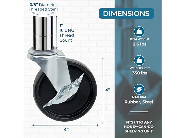 Honey-Can-Do 4-Inch Caster Roller Wheels