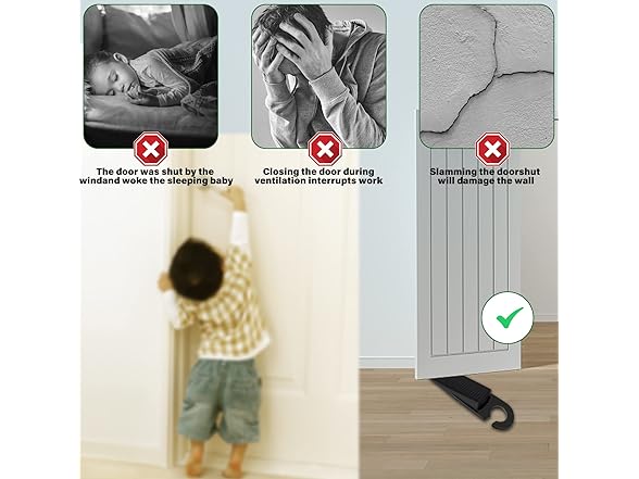 Door Stoppers 4Pk Rubber Wedge Black