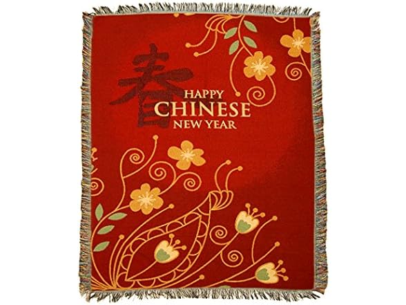 Chinese New Year Floral Tapestry Blanket