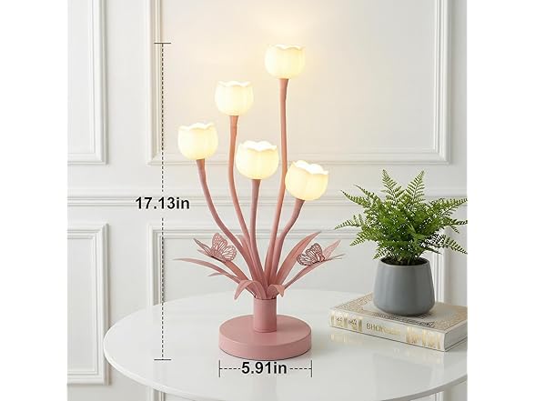 TOBUSA Pink Flower Table Lamp