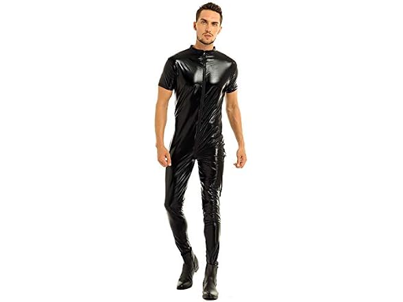 Inhzoy Men (M) Stretchy Patent Leather Bodysuit