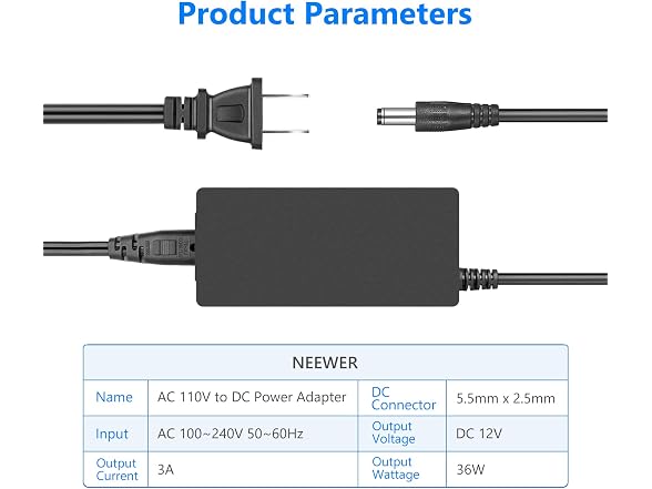 NEEWER AC 100-240V to DC 12V 5A 60W